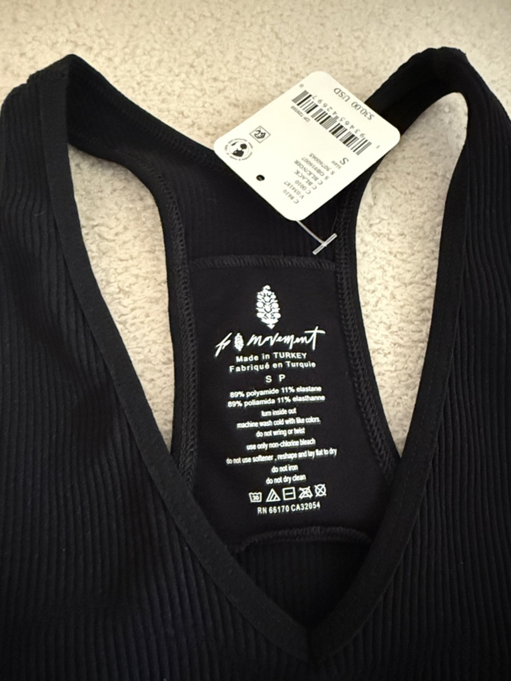 Free people FP Movement Ribbed Black Top - Picture 3 of 5